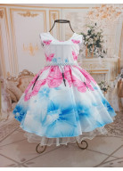 VESTIDO BORBOLETAS AZUL TAM. 4, 6, 8 